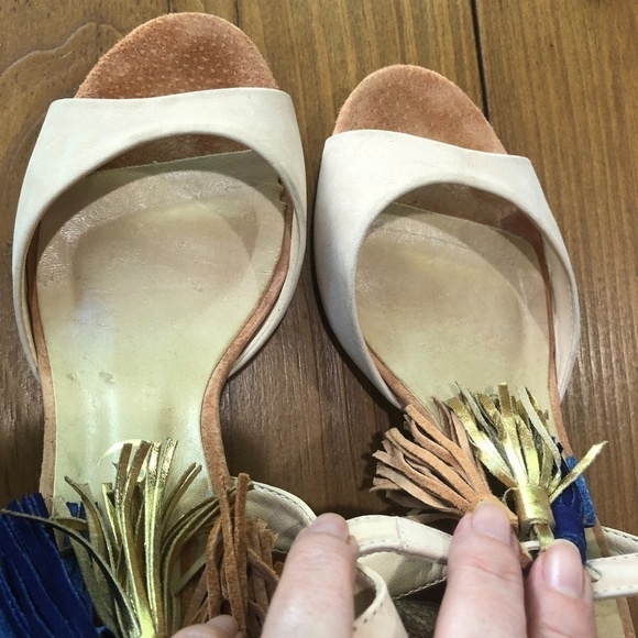 Anthropologie Vicenza Stack Heel Tassel Sandal, Size 7 - Picture 7 of 16